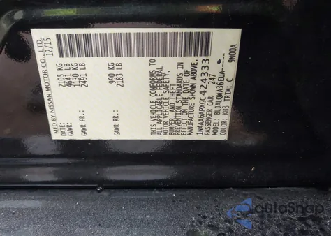 2016 Nissan Maxima 3.5 Platinum/3.5 S/3.5 Sl/3.5 Sr/3.5 Sv from USA, damaged, VIN 1N4AA6APXGC424333